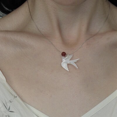 2025年新款寓意超好的凤鸟新中式国风项链白吊坠简约小众配饰