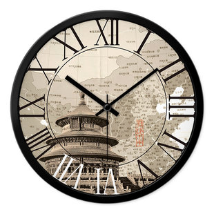 摩门酒店宾馆大堂挂表世界时区挂钟客厅仿古老式静音时钟石英钟表