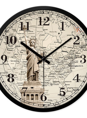 MOMEN/摩门美式钟表复古摩门挂钟中欧式客厅创意时钟石英钟表静音