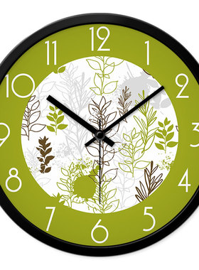 MOMEN/摩门艺术挂钟花草图案客厅装饰创意静音时尚时钟石英钟表