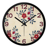 摩门创意艺术挂钟红色小花朵客厅卧室静音现代简约圆形时钟品牌钟