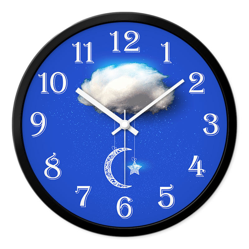 摩门挂钟月亮星星时钟客厅创意卧室静音现代个性石英钟表餐厅挂表