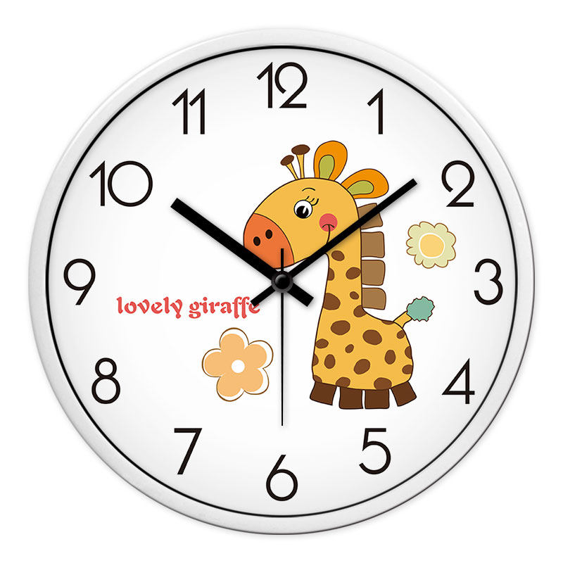MOMEN/摩门可爱儿童卡通挂钟长颈鹿家里卧室客厅静音时钟学校教室