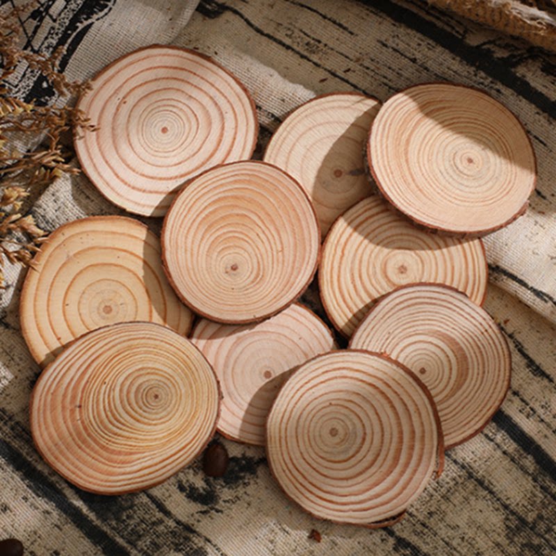 原木片手工diy幼儿园手绘圆木片年轮木头片画材料木片装饰背景