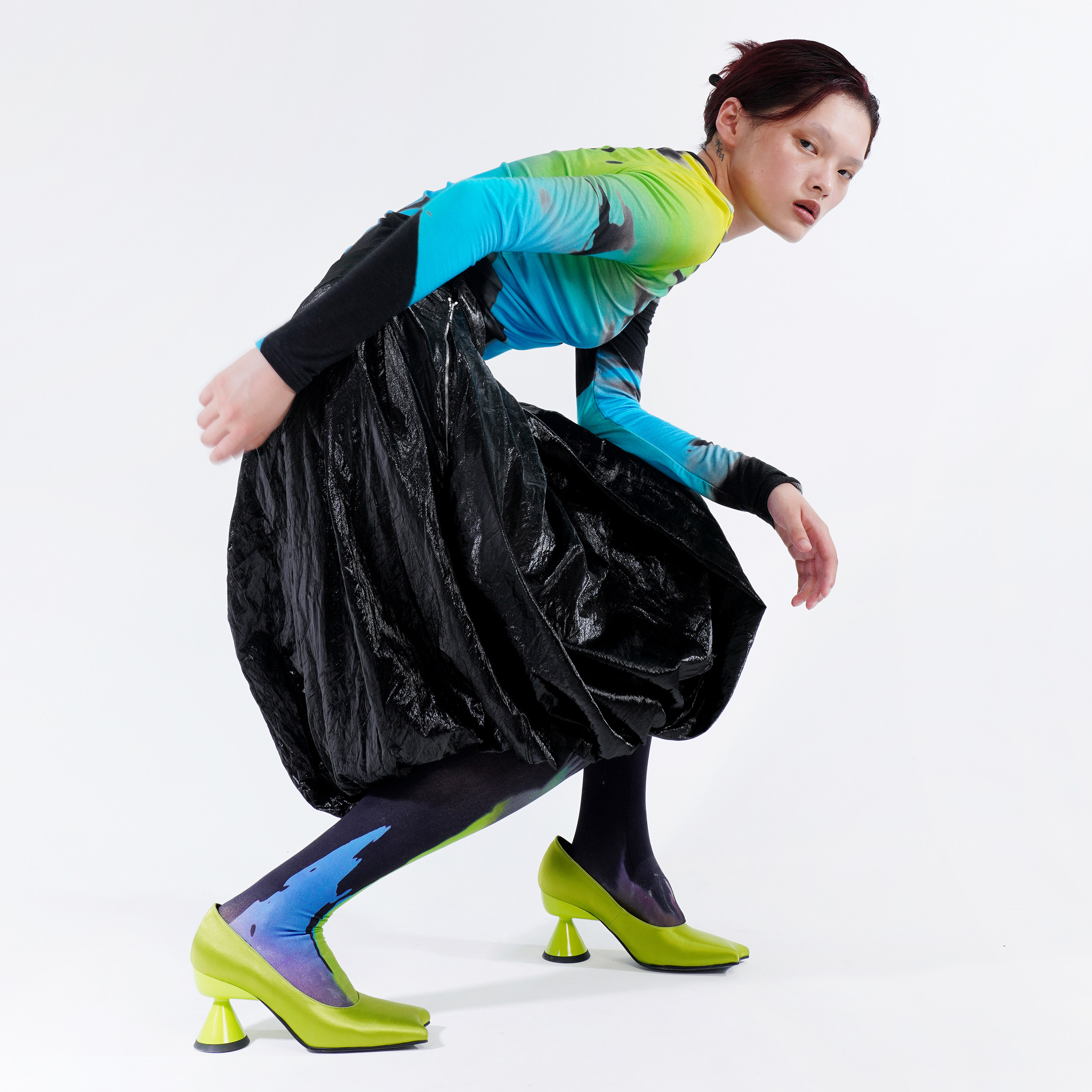 明天藝術家TOMORE ARTIST AW20Vol.1 P1科技涂层面料黑银花苞半裙|msdalam kategori Butik wanita / wanita, skirt - dari Buy2taobao.com untuk memberikan perkhidmatan ejen Taobao profesional membeli