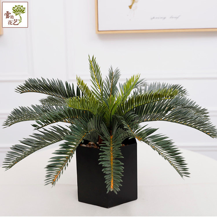 大型仿真绿植铁树 单支苏铁人造椰子树叶室内 装饰仿真棕榈树