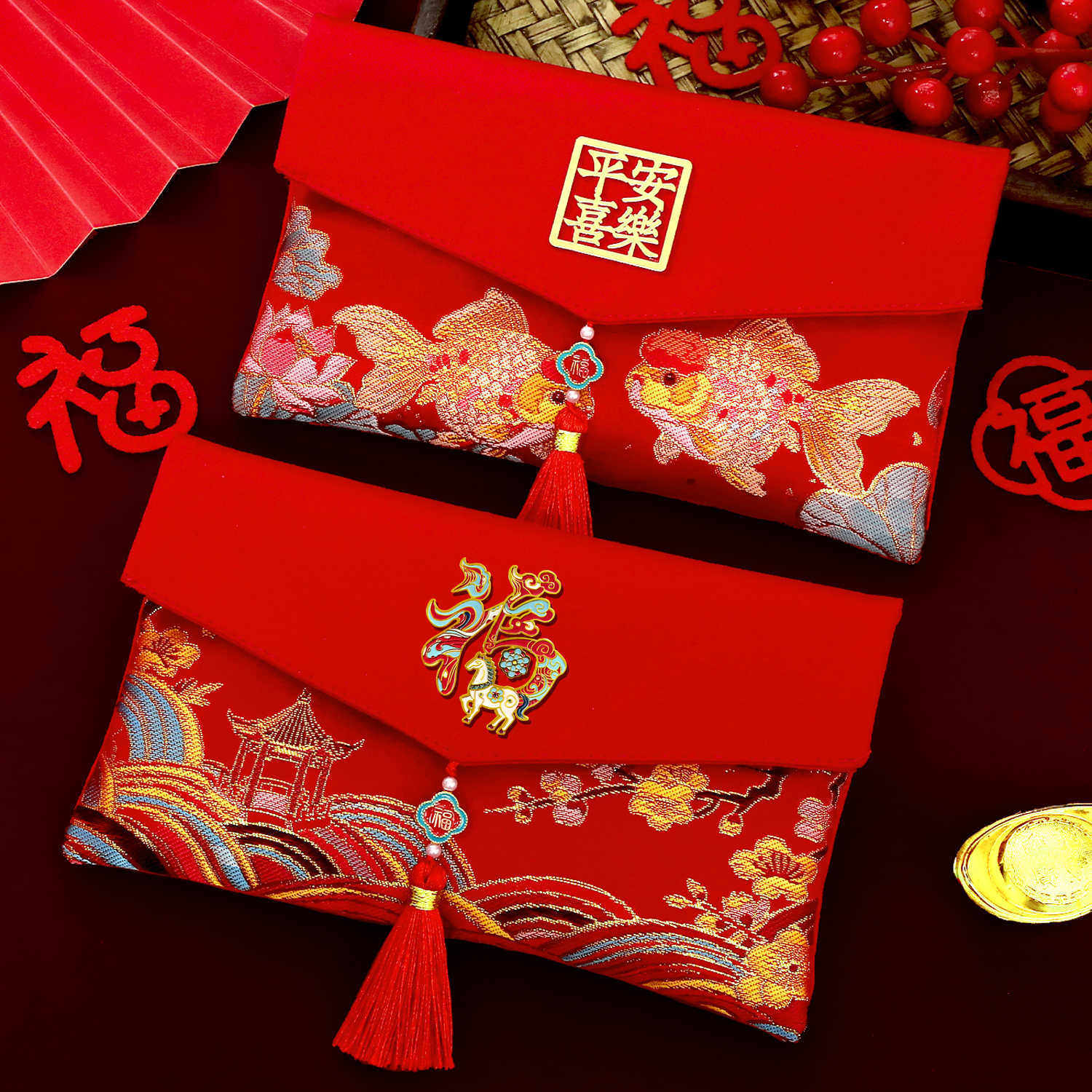 2026马年布艺红包袋刺绣万元压岁钱包春节利是封高档国风大号,女装/女士精品,连衣裙,淘宝优惠券,粉丝福利购,淘宝优惠卷