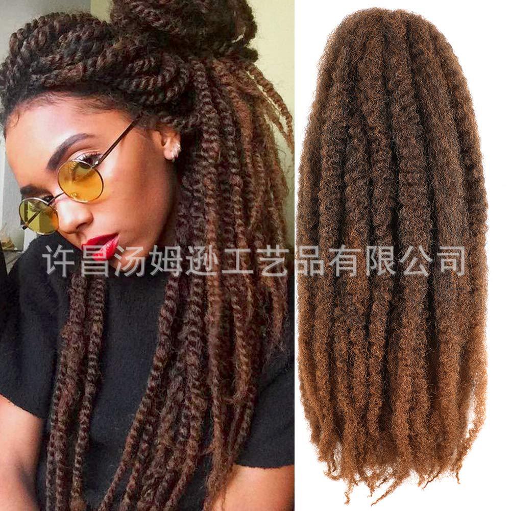 蓬松毛毛虫Afro Kinky Marley Braids Hair爆炸头脏辫钩针假发