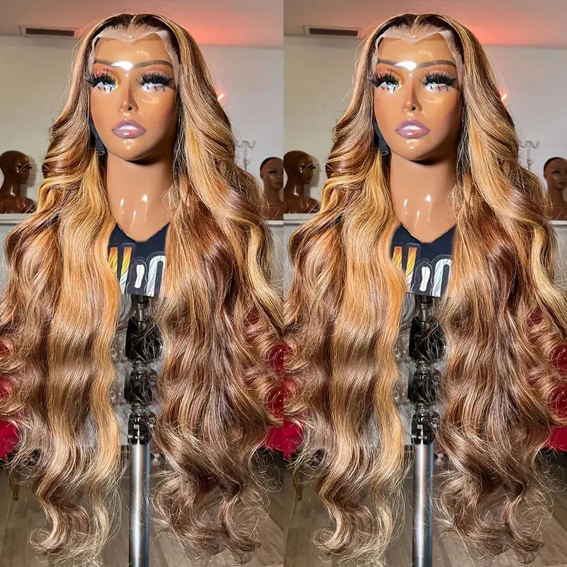 12A Front Lace Wig 前蕾丝假发 女中分大波浪钢琴色长卷发全头套