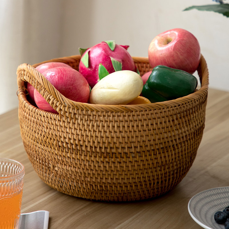 Vietnam woven wicker basket, fruit bread snack storage wick