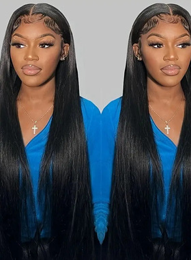 欧美前蕾丝假发 黑色女士中分长直发 蓬松自然时尚日常全发套