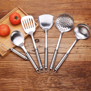 304不锈钢锅铲 加厚勺大漏家用烹饪铲勺捞漏砂光厨具