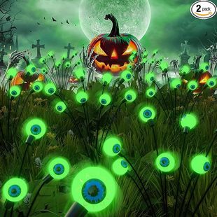 亚马逊万圣节灯串太阳能眼球地插灯草坪灯庭院装饰灯风动灯