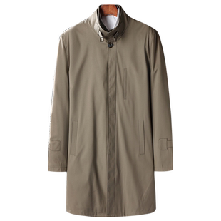 爸爸装春秋中长款风衣中年人男士休闲春季外套男装商务棉衣爷爷装