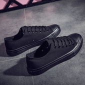 男款 子老北京布鞋 黑色男士 纯黑全黑帆布鞋 上班休闲工作鞋 人本男鞋