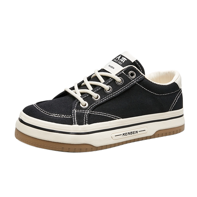 人本低帮圆头休闲百搭厚底帆布鞋