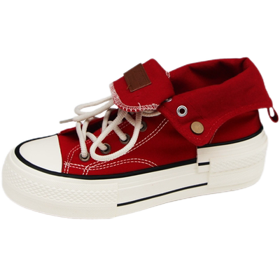 环球高帮圆头休闲百搭厚底帆布鞋