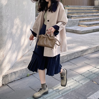 下摆不规则小百褶中长款半身裙