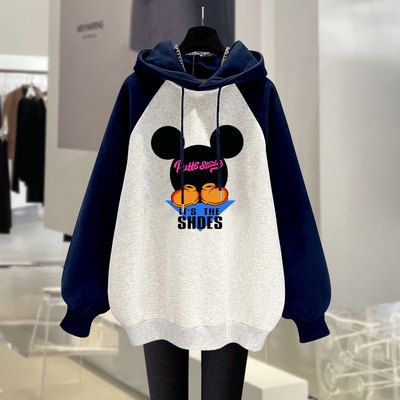 拼接字母撞色插肩袖中长款