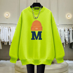 中长款圆领加绒加厚卫衣女2026新款春秋冬季宽松显瘦慵懒风上衣潮