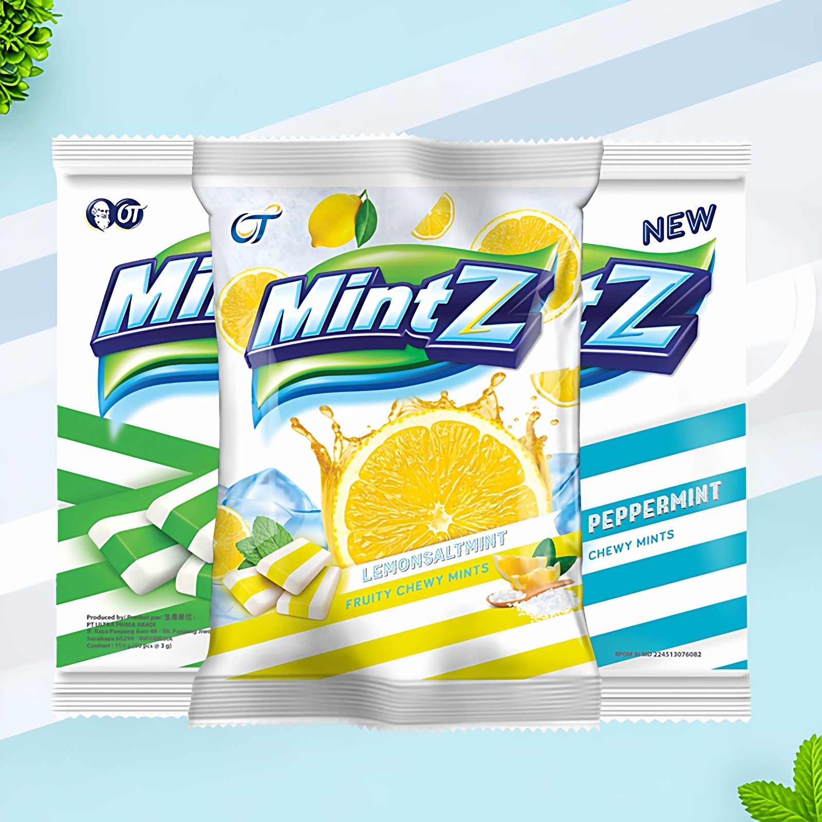 MintZ明茨咸柠檬薄荷味软糖原袋装进口可嚼强劲清凉清口零食年货