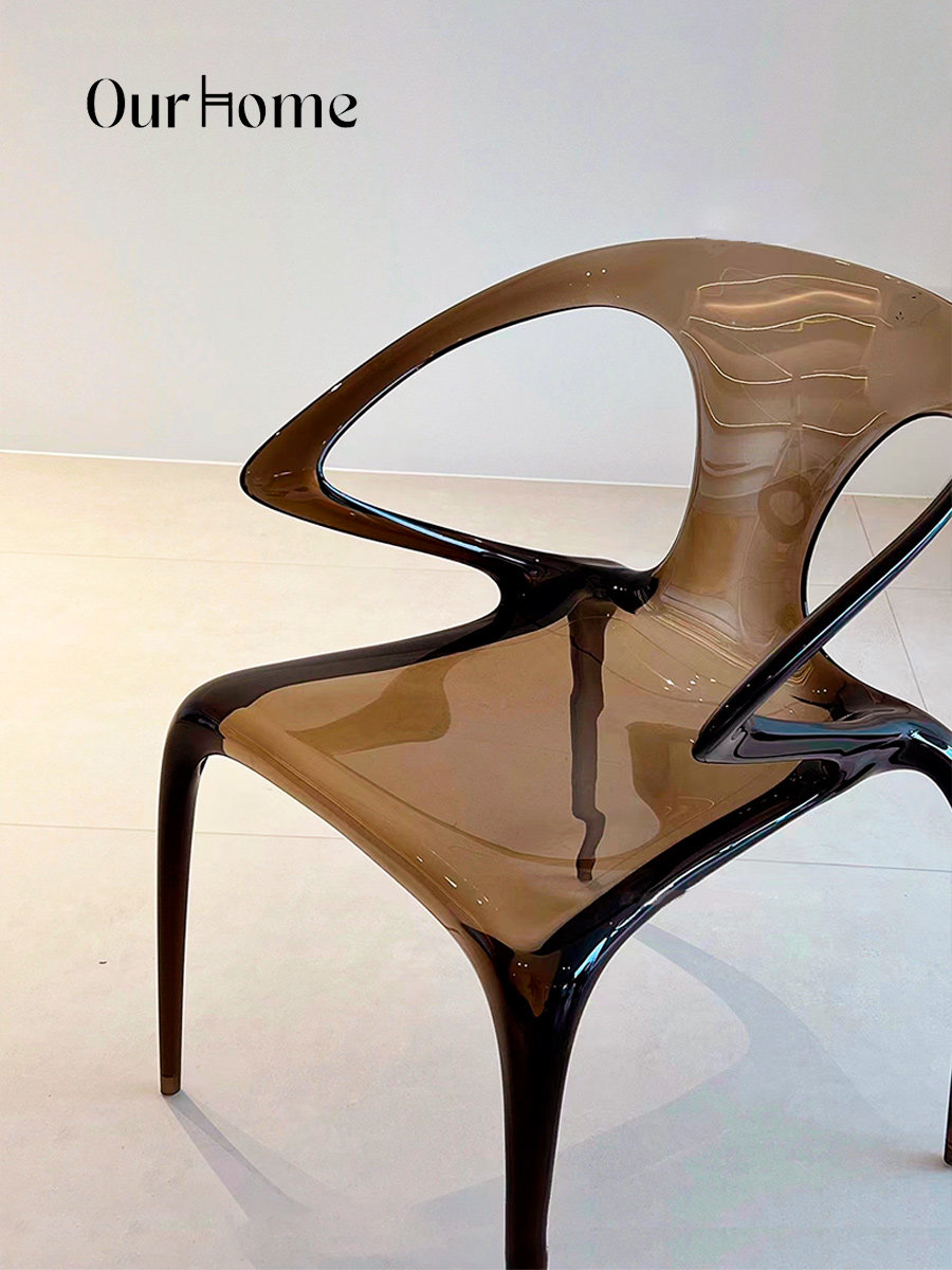 亚克力透明椅餐椅家用设计师椅靠背椅吧台意式轻奢网红靠背椅