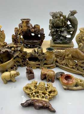 老物件古董古玩收藏品创汇时期出口外销寿山石头雕刻摆件装饰品