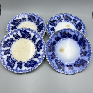 20.5cm老物件民国古董收藏老式 青花英国诺曼底外销瓷器盆子盘子