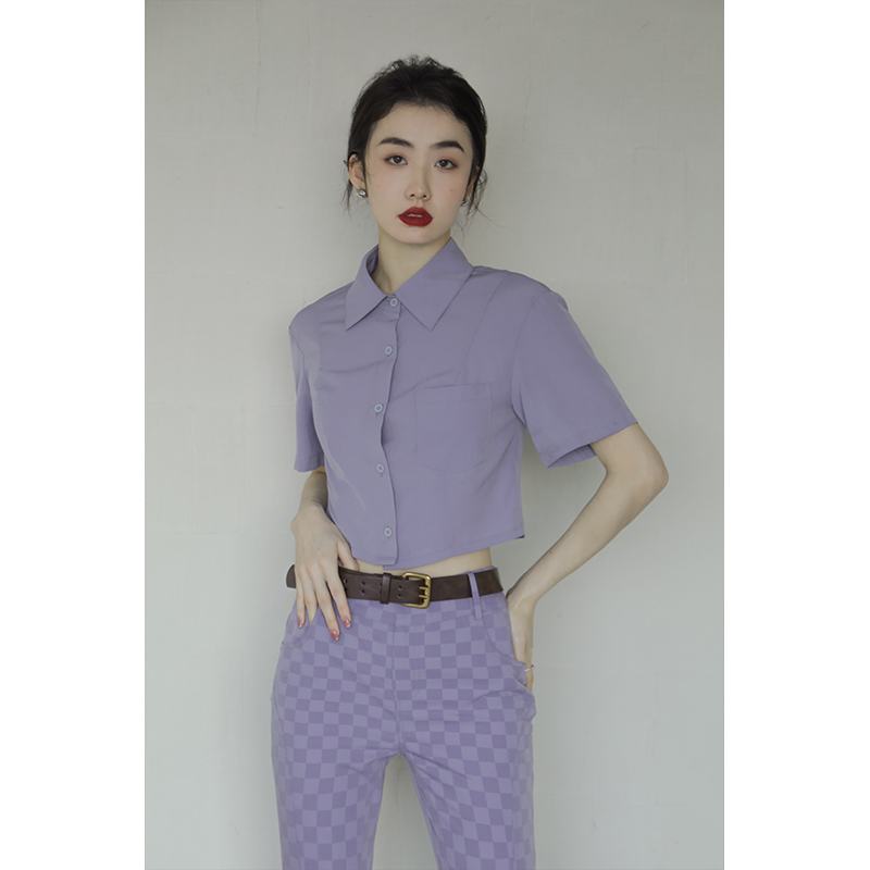 APOZi 2023新款春季紫色休闲时尚运动紫罗兰女孩套装女时髦两件套