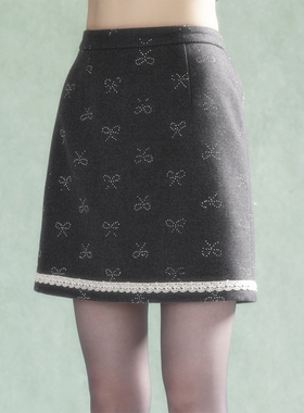 apa studio/甜心玩家/蕾丝半身裙女2025新款高腰短裙蝴蝶结A字裙