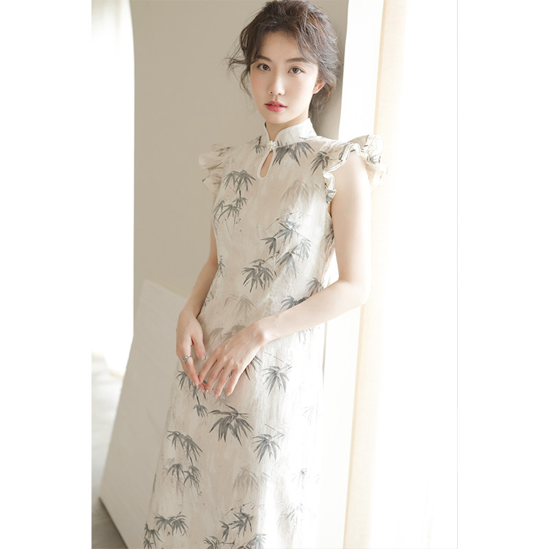 少女诗集雪竹轻国风旗袍裙图片