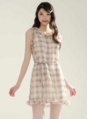 apa studio【天使梦】夏季新款无袖背心吊带连衣裙系带收腰短裙