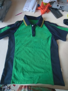 草绿色短袖背心中小学生校服外套体恤衫针织衫logo衫定制朱迪棉