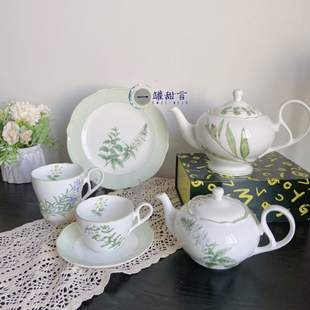 现货日本Noritake则武 English Herbs香草骨瓷红茶杯茶壶奶罐糖罐