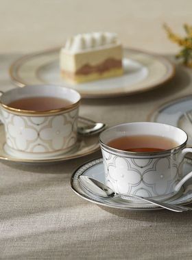 Noritake则武TREFOLIO欧式四叶草花纹复古咖啡杯茶杯马克杯送礼