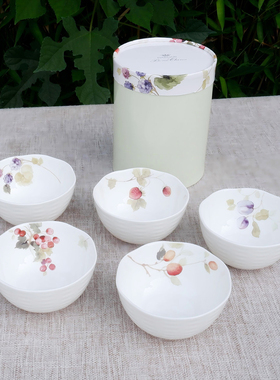 日本进口Narumi鸣海Lucy' Garden露西花园11cm骨瓷米饭碗餐碗礼盒