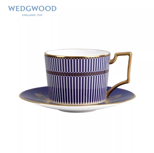 英国wedgwood&bentley威基伍德蓝耀金灿骨瓷杯碟礼盒 英产珍藏款