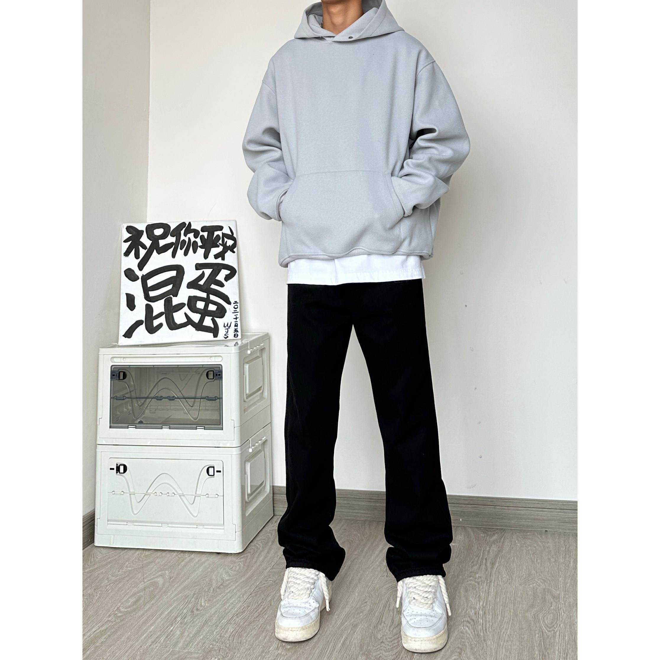 美式微喇黑色水洗牛仔裤男秋季潮牌vibe修身直筒裤学生高街拖地裤,男装,牛仔裤,淘宝优惠券,粉丝福利购,淘宝优惠卷