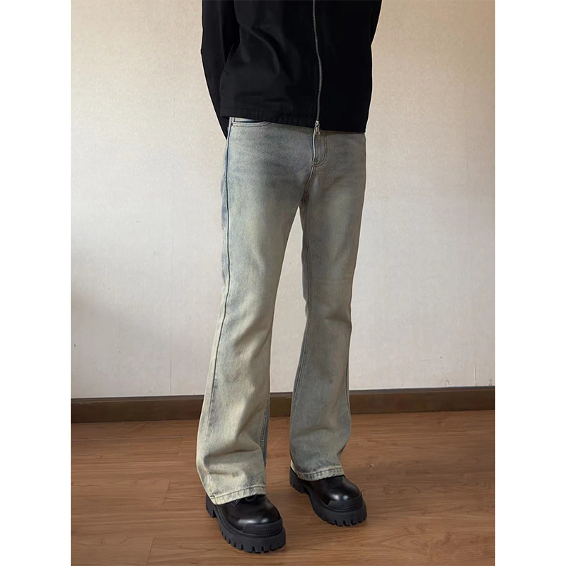 春秋季水洗直筒牛仔裤男黄泥染微喇叭裤vibe风潮牌高街百搭休闲裤,男装,牛仔裤,淘宝优惠券,粉丝福利购,淘宝优惠卷