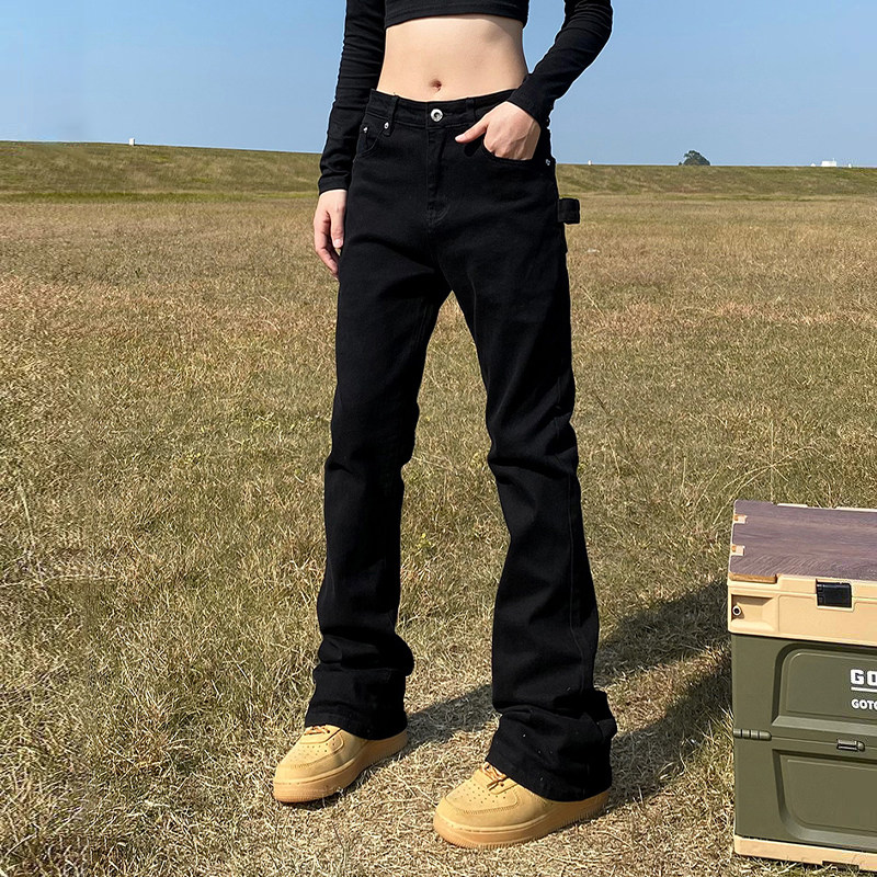 春秋季黑色微喇叭牛仔裤男款学生潮流直筒长裤美式潮牌宽松休闲裤,男装,牛仔裤,淘宝优惠券,粉丝福利购,淘宝优惠卷