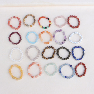 工厂直发 戒圈指环源头饰品 3mm 天然石水晶玛瑙弹力绳戒指ins时尚