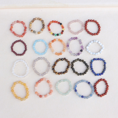 天然石水晶玛瑙弹力绳戒指