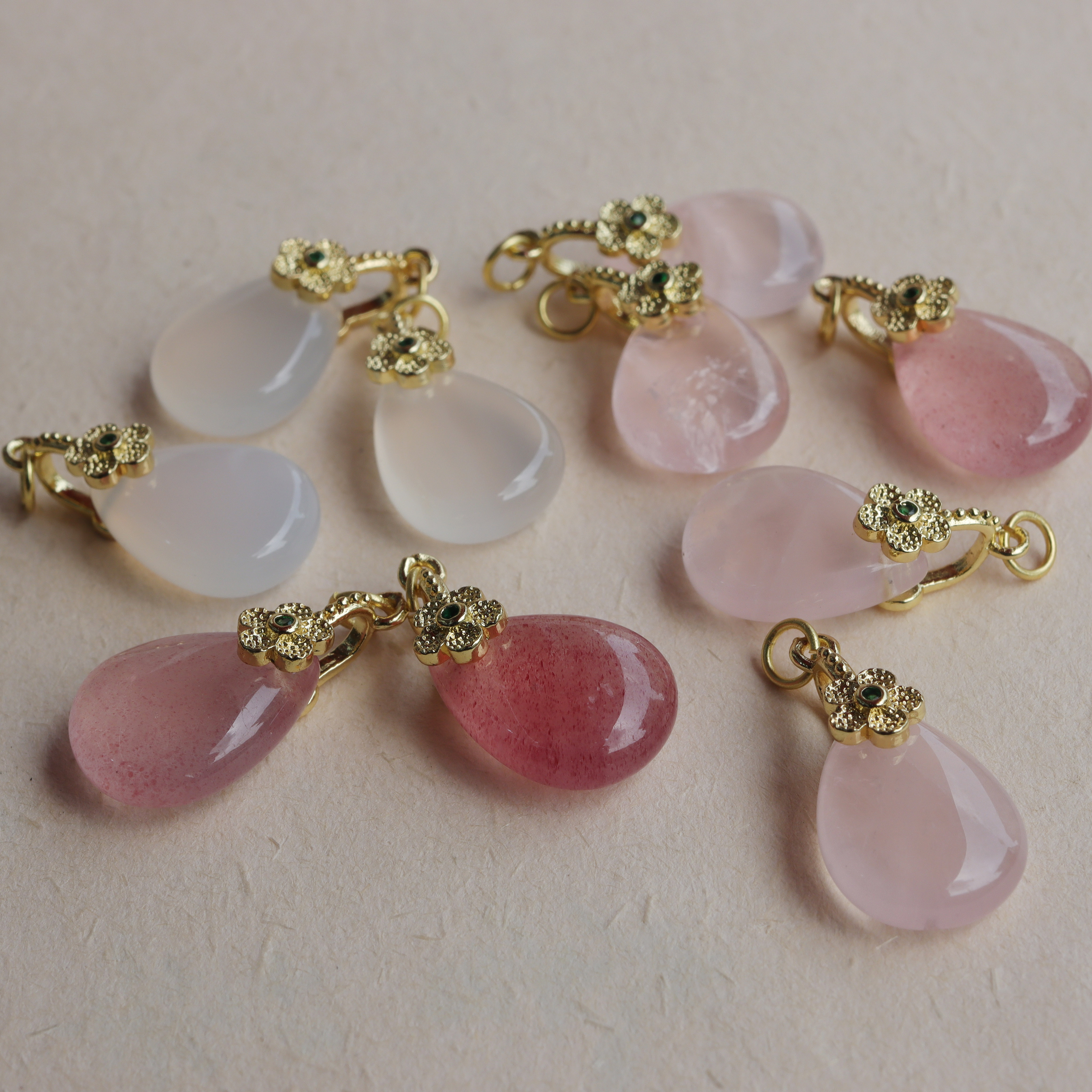 天然水晶玛瑙中式轻奢风水滴吊坠