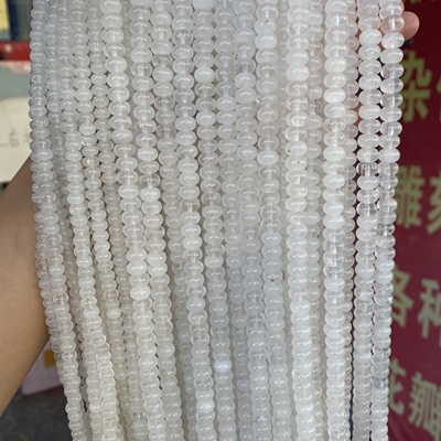 天然白水晶算盘车轮珠散珠