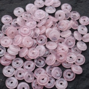 天然冰透马粉水晶20mm平安扣散珠diy手链项链吊坠耳饰半成品配件