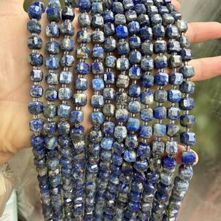 天然8mm青金石切角方糖方块散珠diy手链项链饰品半成品配件材料