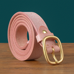 二十四街高端雾蜡纯牛皮裤腰带配裙子百搭风铜扣真皮牛仔裤皮带女