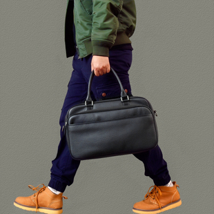 二十四街高质感真皮男士手提包大容量休闲包短途出差健身小旅行包