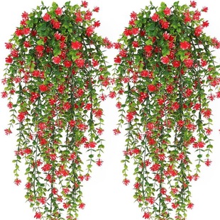 厂家直销跨境仿真尤加利茶花垂挂仿真花藤吊兰塑料人造假花户外花
