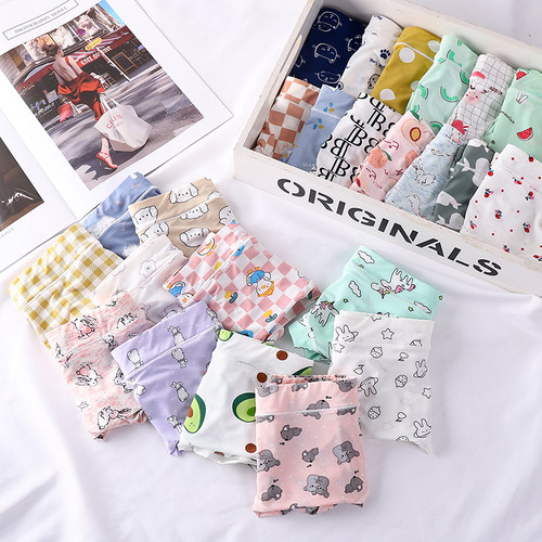 冰丝小清新卡通甜美风中腰三角裤